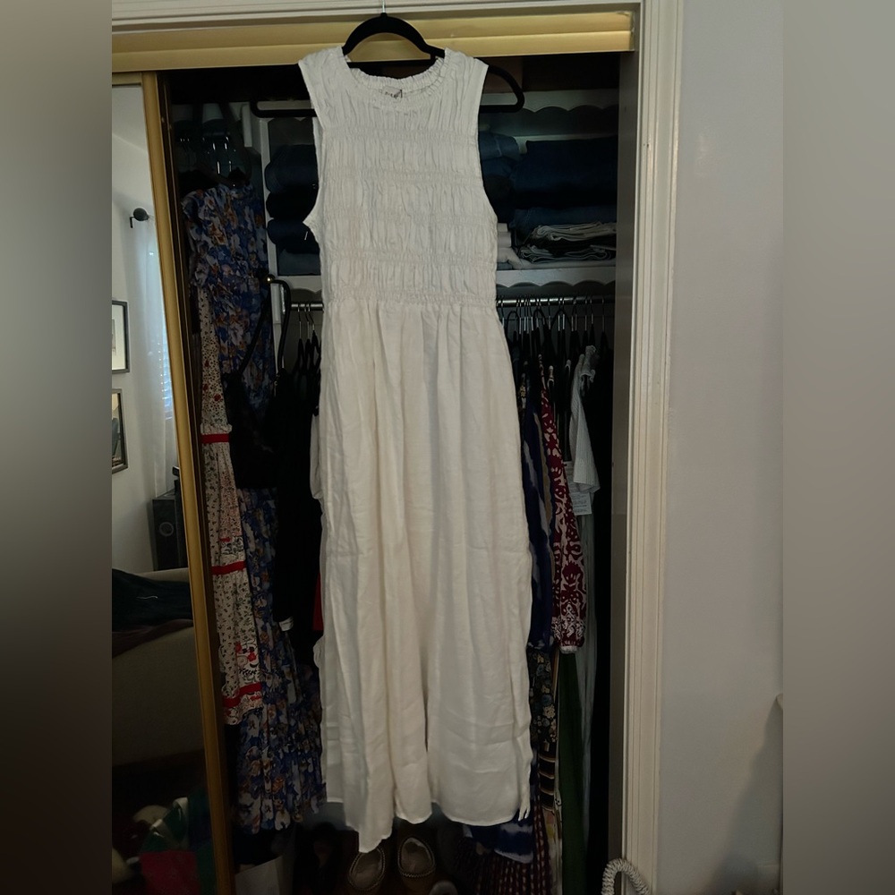 Dissh smocked linen maxi dress
